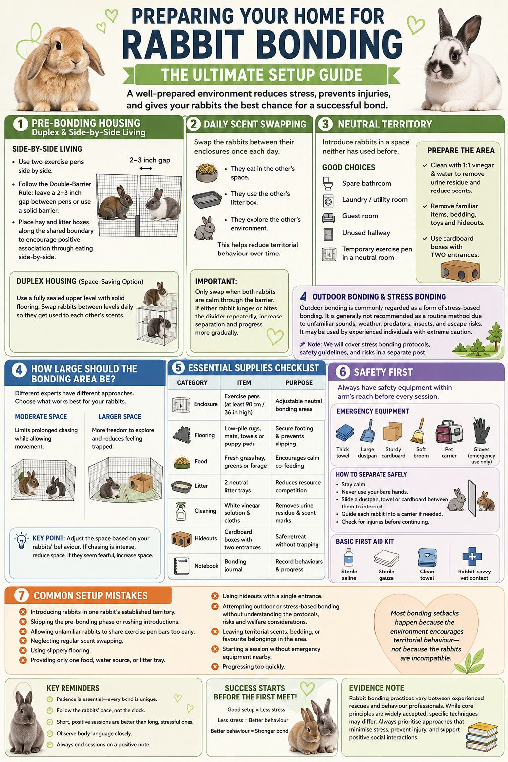 A safe indoor neutral rabbit bonding setup with separate resources