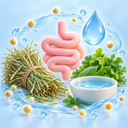 Conceptual illustration linking gut and urinary health through hydration